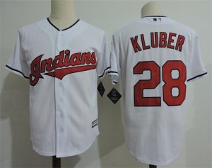 Indians #28 Corey Kluber White Cool Base Jersey