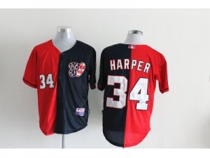 mlb jerseys washington nationals #34 harper blue-red[split]