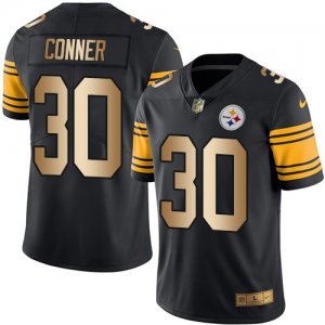 Nike Steelers #30 James Conner Black Gold Color Rush Limited Jersey