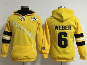 Women Nashville Predators #6 Shea Weber Yellow Old Time Heidi Hoodie NHL Hoodie