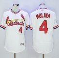 St.Louis Cardinals #4 Yadier Molina White Flexbase Authentic Collection Cooperstown Stitched Baseball Jersey