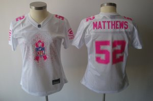 women nfl green bay packers #52 matthews white[breast cancer awareness]