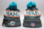 Dolphins Green Wordmark Cuffed Pom Knit Hat YP