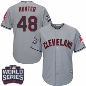 Youth Majestic Cleveland Indians #48 Tommy Hunter Authentic Grey Road 2016 World Series Bound Cool Base MLB Jersey