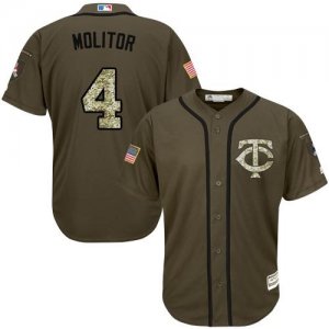 Minnesota Twins #4 Paul Molitor Green Salute to Service Stitched Baseball Jersey