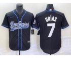 Men's Los Angeles Dodgers #7 Julio Urias Black Cool Base Stitched Baseball Jersey1