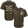 Oakland Athletics #35 Rickey Henderson Green Salute to Service Stitched Baseball Jersey
