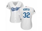 Women Majestic Los Angeles Dodgers #32 Sandy Koufax Replica White Home 2017 World Series Bound Cool Base MLB Jersey