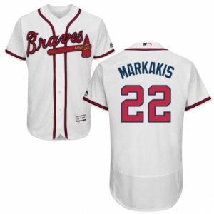 Men\'s Majestic Atlanta Braves #22 Nick Markakis White Flexbase Authentic Collection MLB Jersey