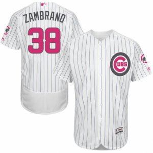 Men\'s Majestic Chicago Cubs #38 Carlos Zambrano Authentic White 2016 Mother\'s Day Fashion Flex Base MLB Jersey