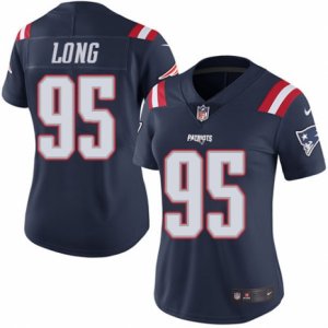 Women\'s Nike New England Patriots #95 Chris Long Limited Navy Blue Rush NFL Jersey