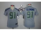 2015 Super Bowl XLIX Nike Women Seattle Seahawks #91 Chris Clemons Grey