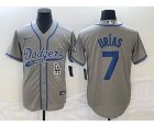 Men's Los Angeles Dodgers #7 Julio Urias Grey Cool Base Stitched Baseball Jersey