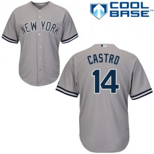 Men\'s Majestic New York Yankees #14 Starlin Castro Replica Grey Road MLB Jersey