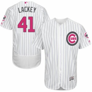 Men\'s Majestic Chicago Cubs #41 John Lackey Authentic White 2016 Mother\'s Day Fashion Flex Base MLB Jersey