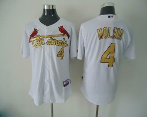 mlb st.louis cardinals #4 molina white[gold number]