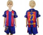 Barcelona #22 Aleix Vidal Home Kid Soccer Club Jersey