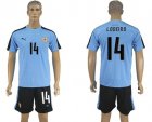 Uruguay #14 Lodeiro Home Soccer Country Jersey