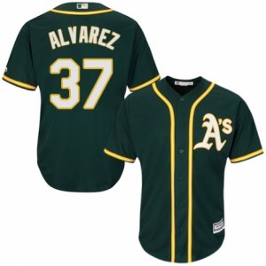 Men\'s Majestic Oakland Athletics #37 Henderson Alvarez Authentic Green Alternate 1 Cool Base MLB Jersey