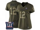 Womens Nike New England Patriots #12 Tom Brady Limited Green Salute to Service Super Bowl LI Champions NFL Jersey