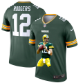Mens Green Bay Packers #12 Aaron Rodgers Green Player Portrait Edition
