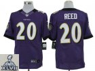 2013 Super Bowl XLVII NEW Baltimore Ravens 20 Ed Reed Purple Jerseys (Elite)