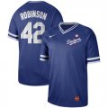 Dodgers #42 Jackie Robinson Blue Throwback Jersey