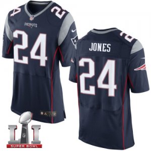 Nike Patriots #24 Cyrus Jones blue 2017 Super Bowl LI Elite Jersey