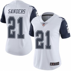 Women\'s Nike Dallas Cowboys #21 Deion Sanders Limited White Rush NFL Jersey