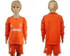 2017-18 Juventus Orange Youth Goalkeeper Long Sleeve Soccer Jersey