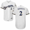 Men's Majestic Milwaukee Brewers #2 Scooter Gennett White Royal Flexbase Authentic Collection MLB Jersey