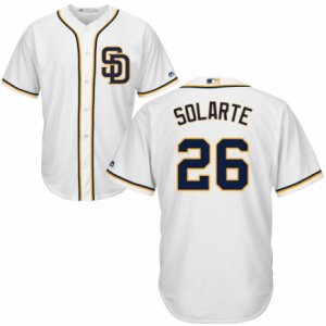 Men\'s Majestic San Diego Padres #26 Yangervis Solarte Replica White Home Cool Base MLB Jersey