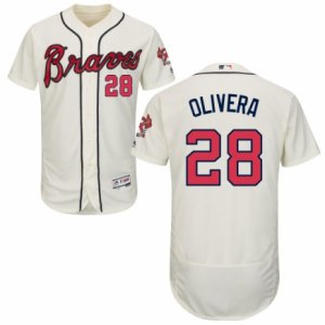 Men\'s Majestic Atlanta Braves #28 Hector Olivera Cream Flexbase Authentic Collection MLB Jersey