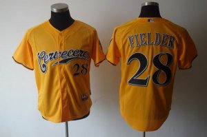 mlb milwaukee brewers #28 fielder yellow