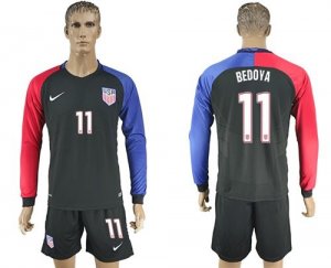 USA #11 Bedoya Away Long Sleeves Soccer Country Jersey