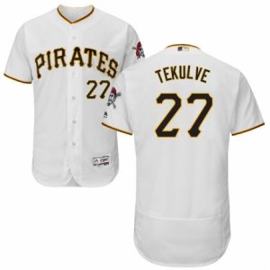 Men\'s Majestic Pittsburgh Pirates #27 Kent Tekulve White Flexbase Authentic Collection MLB Jersey