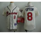 youth mlb jerseys atlanta braves #8 upton cream