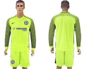 2017-18 Chelsea Fluorescent Green Goalkeeper Long Sleeve Soccer Jersey