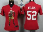 2013 Super Bowl XLVII Women NEW San Francisco 49ers 52 Willis Red Portrait Fashion Game Jerseys