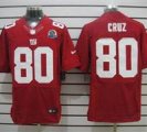 Nike Giants #80 Victor Cruz Red With Hall of Fame 50th Patch NFL Elite Jersey