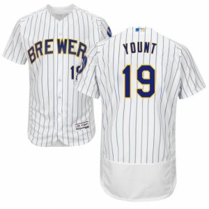 Men\'s Majestic Milwaukee Brewers #19 Robin Yount White Flexbase Authentic Collection MLB Jersey