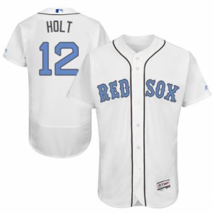 Men\'s Majestic Boston Red Sox #12 Brock Holt Authentic White 2016 Father\'s Day Fashion Flex Base MLB Jersey
