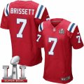Mens Nike New England Patriots #7 Jacoby Brissett Elite Red Alternate Super Bowl LI 51 NFL Jersey