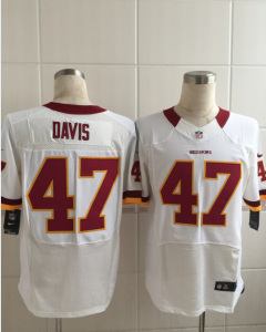 Nike Washington Redskins #47 Davis white jerseys[Elite Davis]