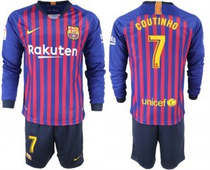 2018-19 Barcelona 7 COUTINHO Home Long Sleeve Soccer Jersey