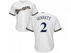 Youth Milwaukee Brewers #2 Scooter Gennett White Cool Base Stitched MLB Jersey