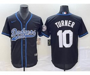 Men\'s Los Angeles Dodgers #10 Justin Turner Black Cool Base Stitched Baseball Jersey