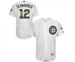 Men\'s Majestic Chicago Cubs #12 Kyle Schwarber Authentic White 2016 Memorial Day Fashion Flex Base MLB Jersey