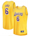 Lakers #6 Lebron James gold Jersey