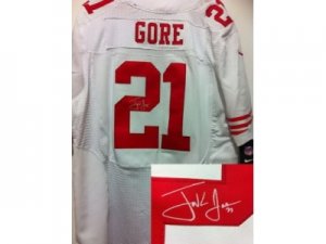 Nike San Francisco 49ers #21 Frank Gore white Jerseys(Signed Elite)